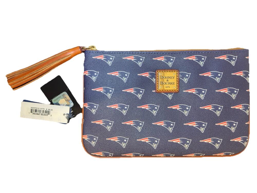 Dooney & Bourke NFL New England Patriots Navy Blue Coated Canvas Clutch Wristlet